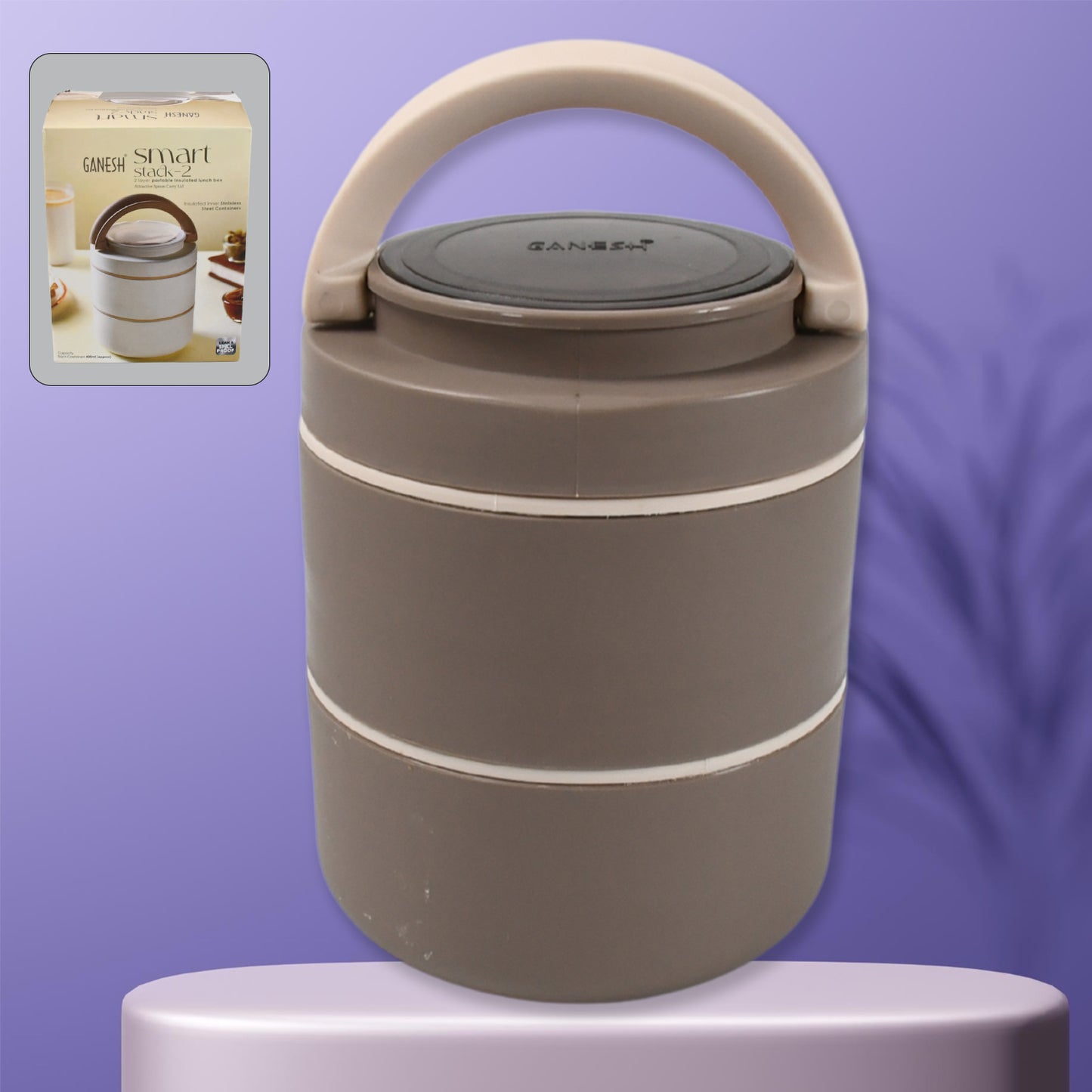 Ganesh Stack 2-Layer Stainless Steel Leak-Proof Lunch Box for Office, School, Picnic