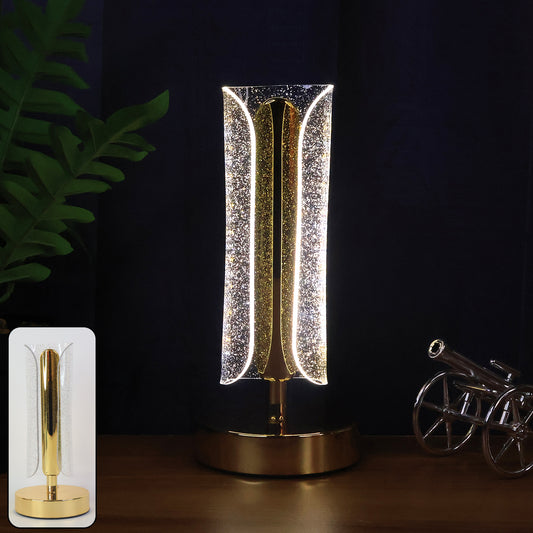 Luxury Tall Cylindrical Crystal Table Lamp