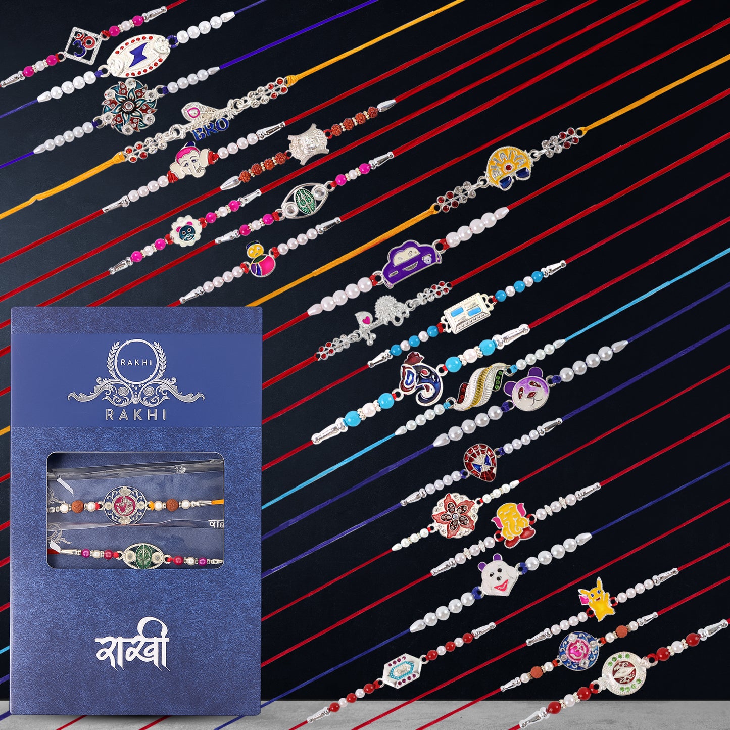 Premium Designer Rakhi Gift Box – Traditional & Trendy Collection Rakhi Gift Combo (24 piece in box)