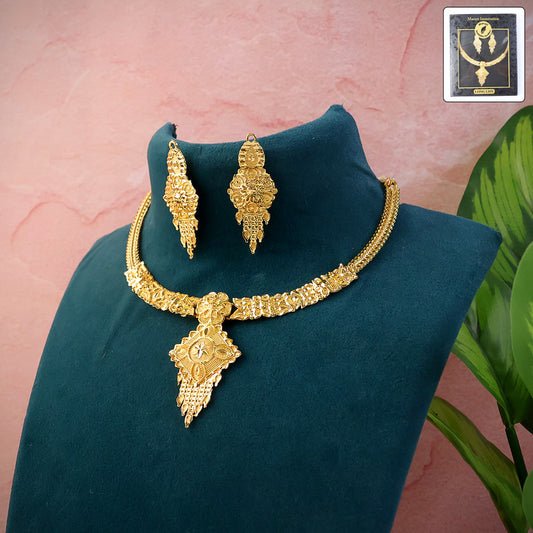 Traditional Floral Drop Choker Necklace Set – Elegant Festive & Wedding Jewellery