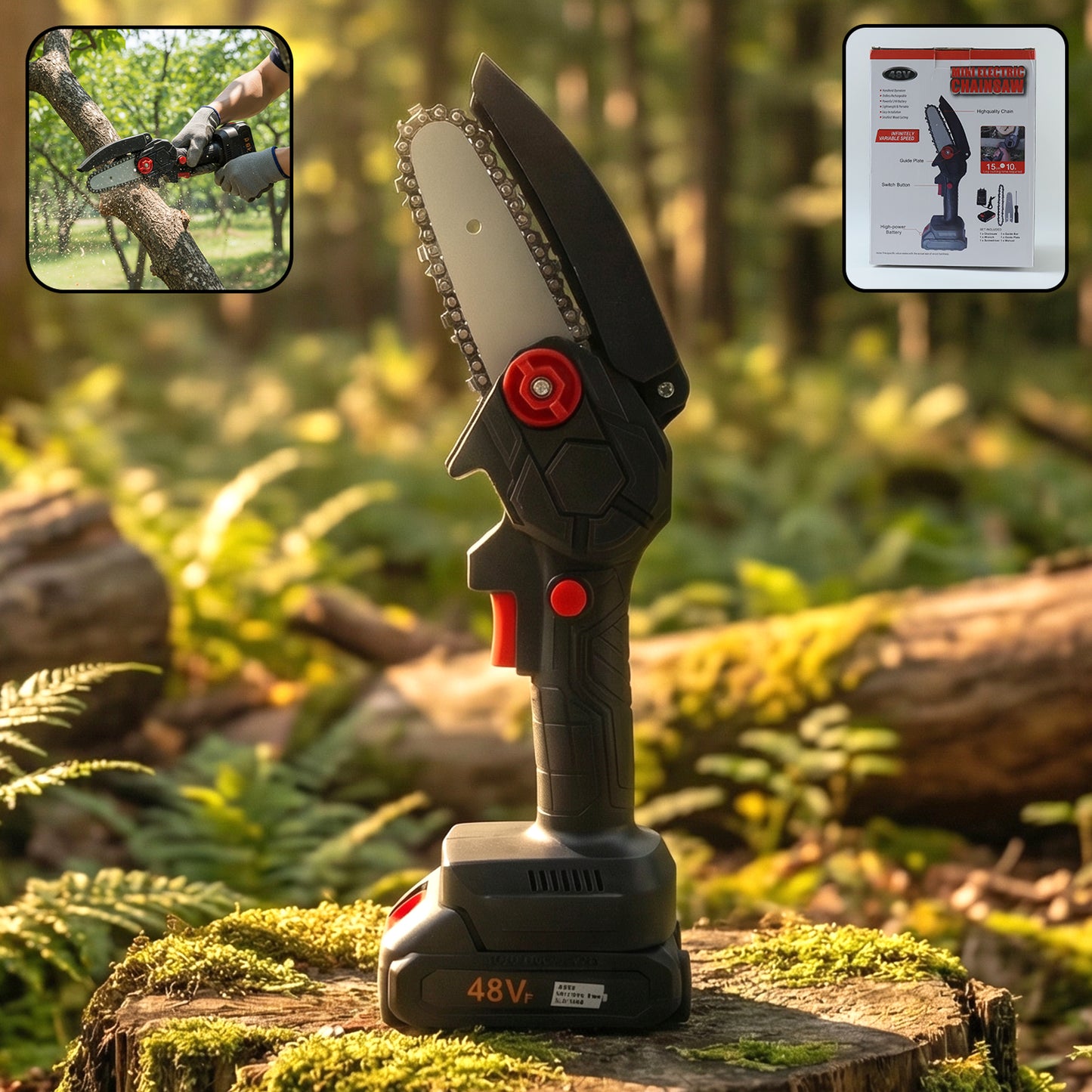 mini electric cordless chainsaw 48v portable power tool