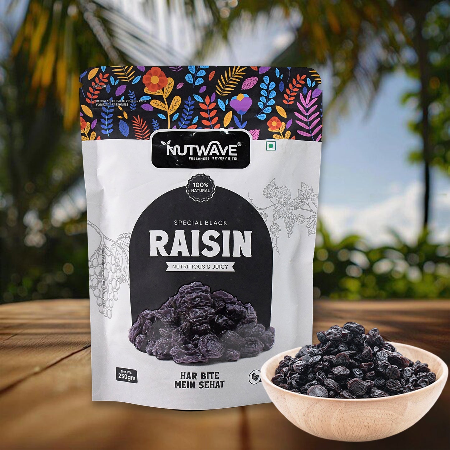 Nutewave Special Black Raisin juicy & Nutritious, dryfruits 250gm