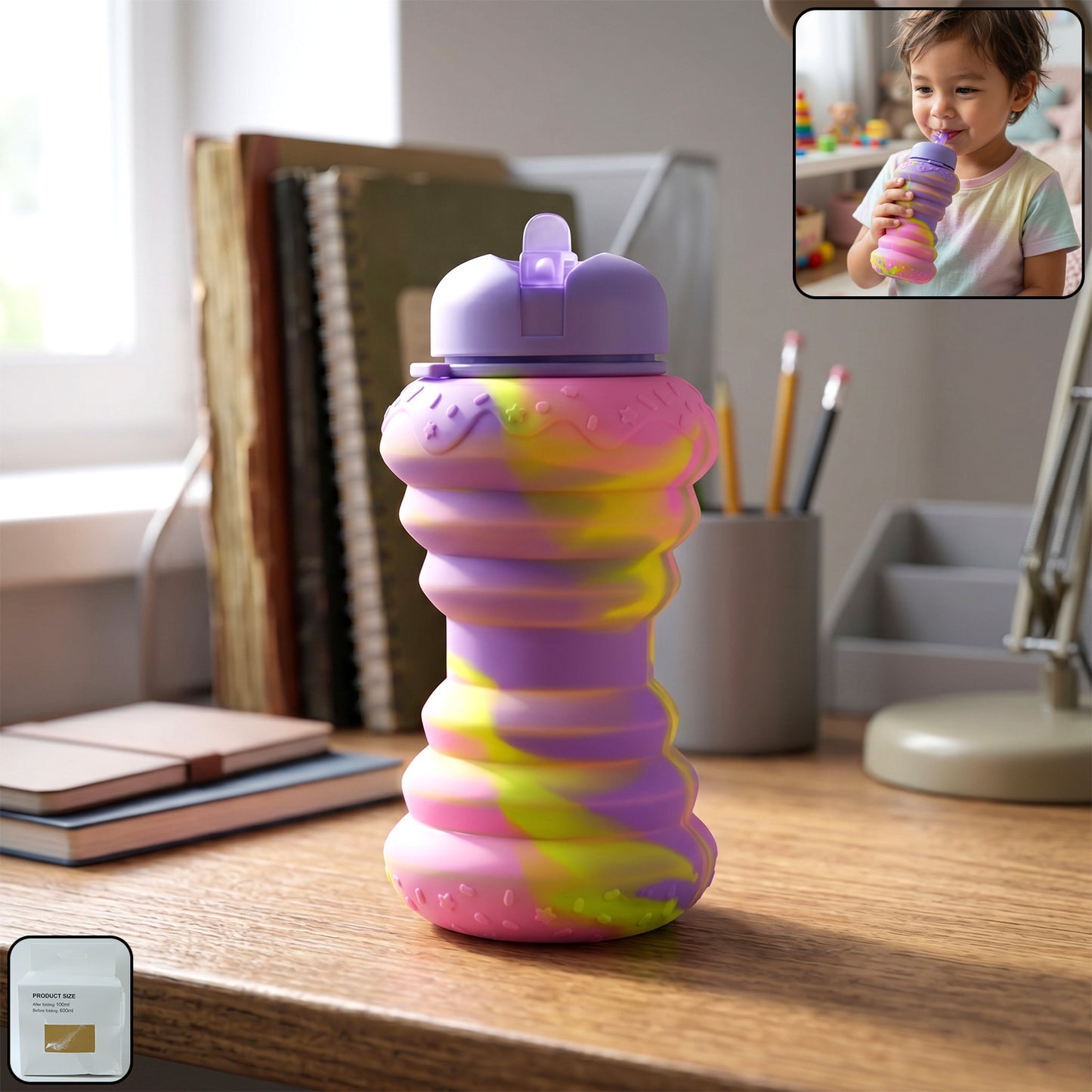 Silicone Sports Water Bottle foldable 600 ML