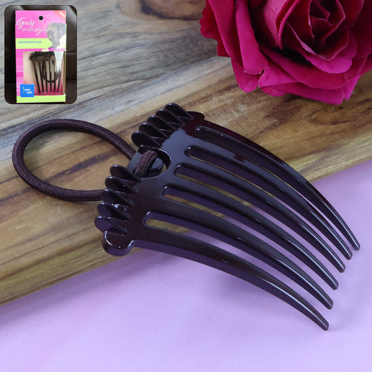 Ponytail comb with elastic loop on white background