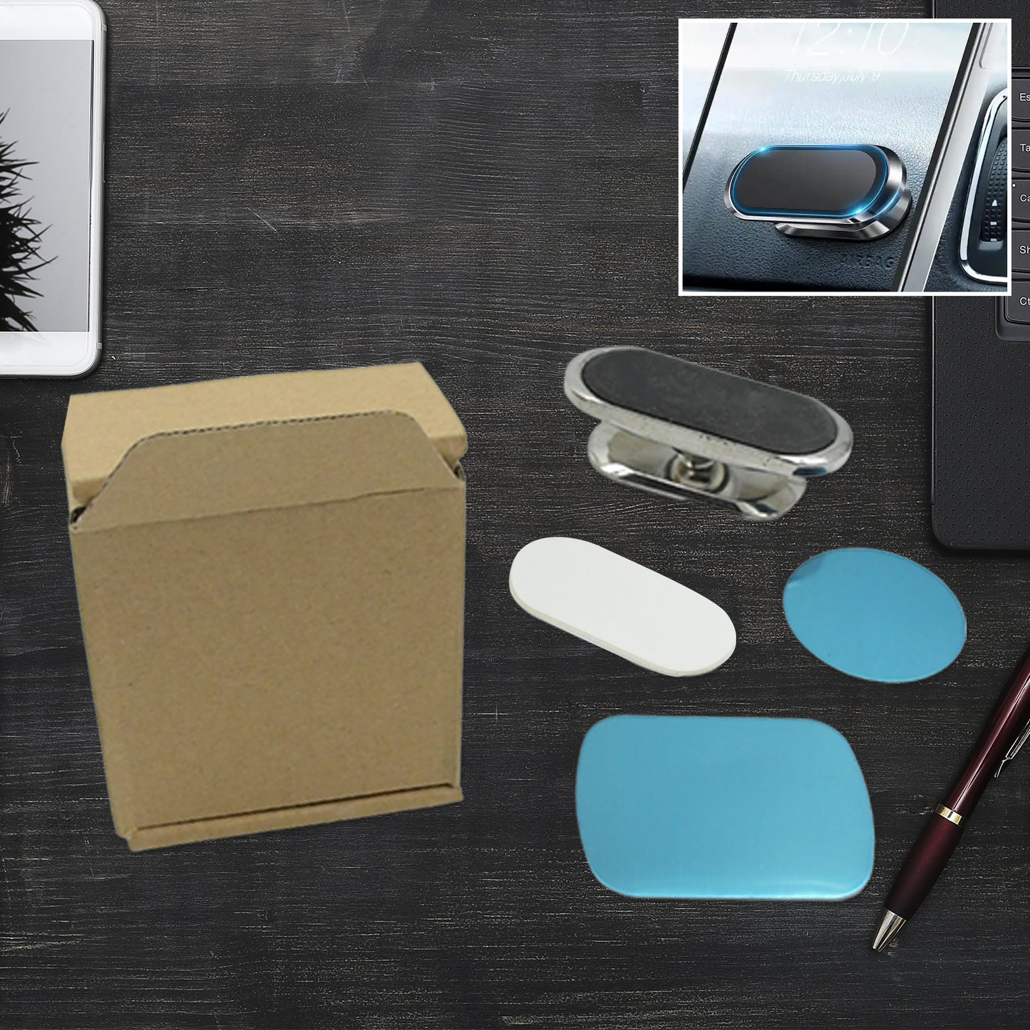 कार के लिए मैग्नेटिक फ़ोन माउंट/होल्डर, सुपर स्ट्रॉन्ग मैग्नेट यूनिवर्सल कार माउंट, कार, डेस्क, ऑफिस, घर और किचन के लिए डैशबोर्ड 360° रोटेशन सभी स्मार्ट फ़ोन के लिए (1 पीस)