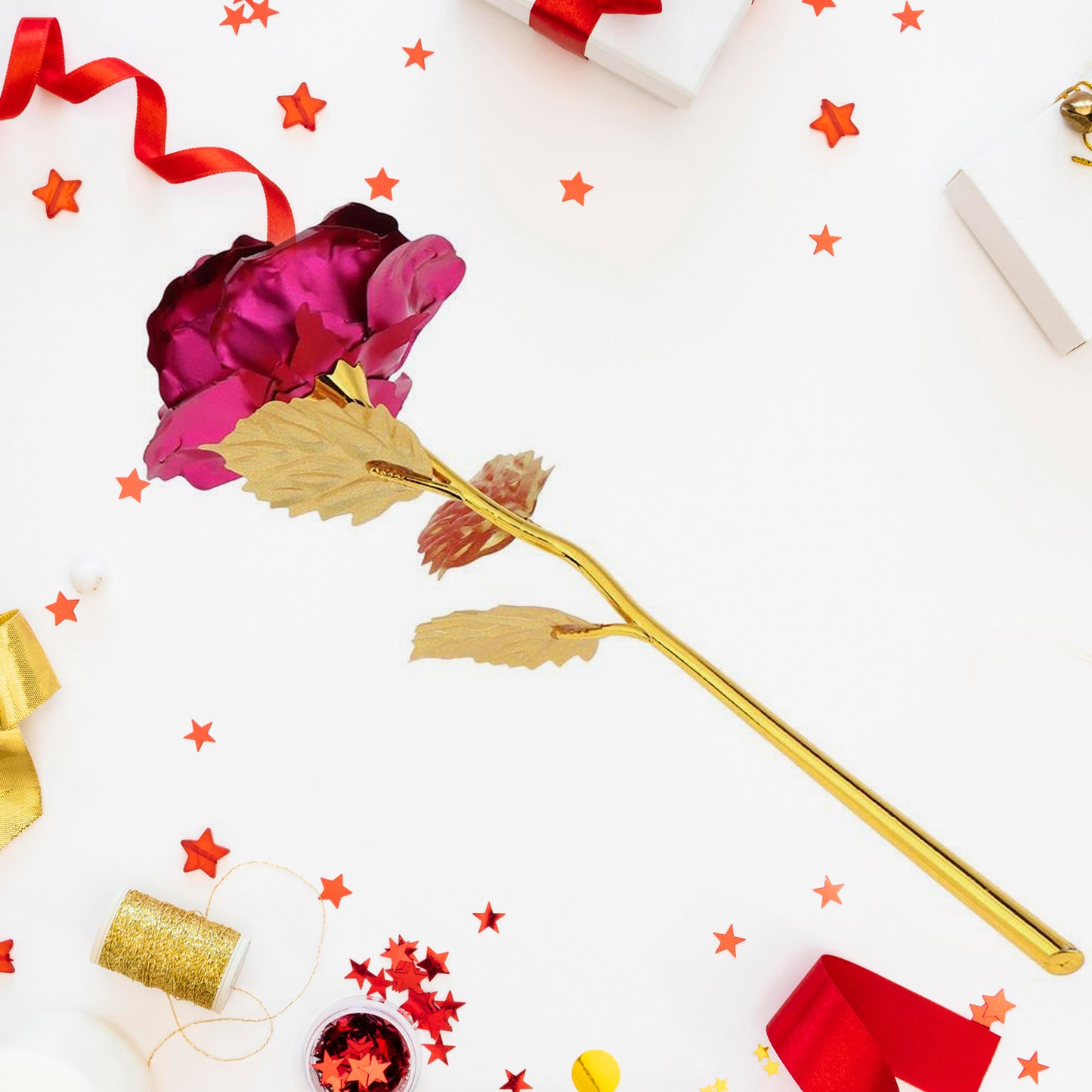 0898 ગોલ્ડન રોઝ આર્ટિફિશિયલ રોઝ ફ્લાવર વિથ ગિફ્ટ બોક્સ, પ્લાસ્ટિક ફ્લાવર્સ ફ્રેન્ડ ગર્લ વાઈફ મહિલાઓ માટે બેસ્ટ ગિફ્ટ્સ, વેલેન્ટાઈન ડે, મધર્સ ડે, એનિવર્સરી, બર્થ ડે, વેડિંગ, ગોલ્ડન રોઝ ગિફ્ટ (1 પીસી)