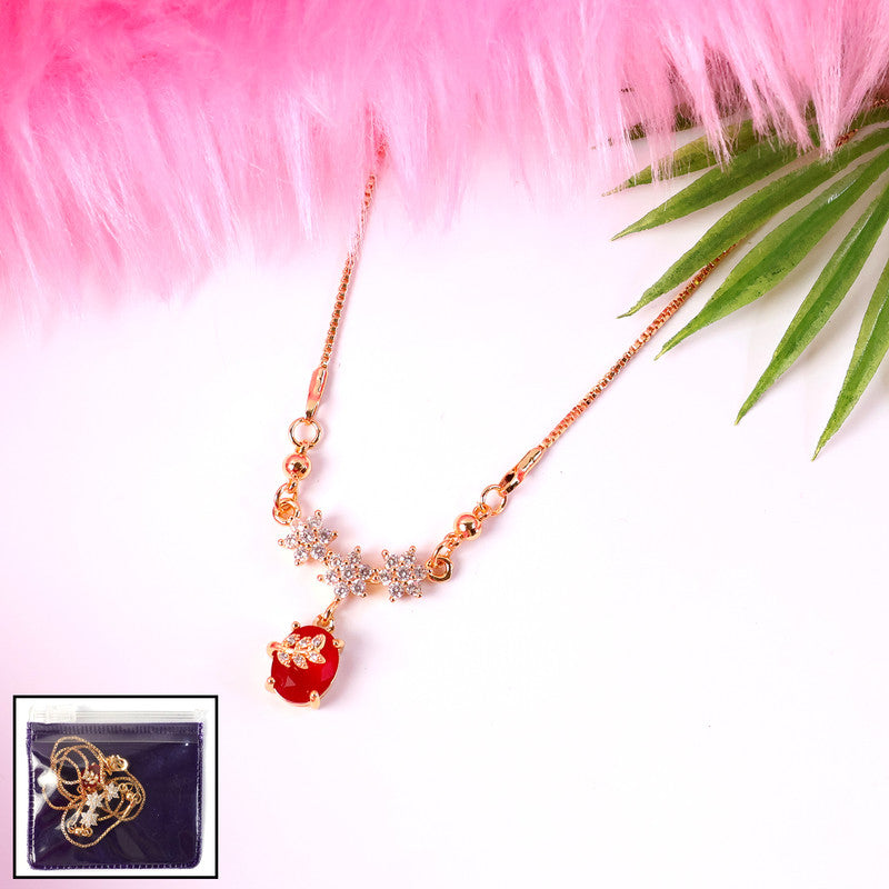 Red Stone Butterfly Pendant Necklace