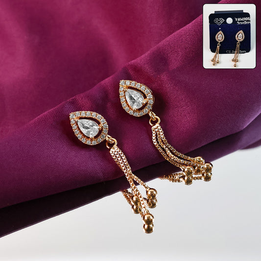 Stylish Teardrop CZ Stone Dangle Earrings for Women
