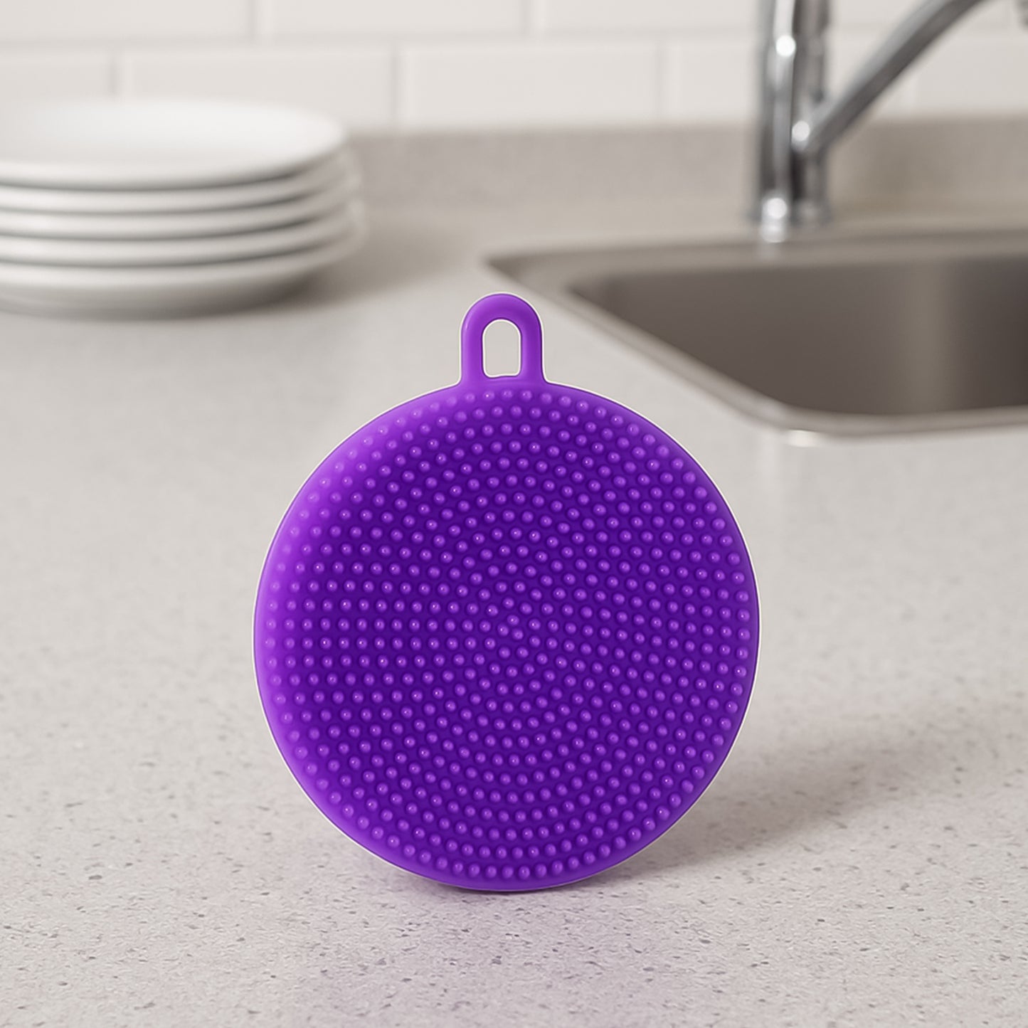 Purple Silicone Dish Scrubber Pad