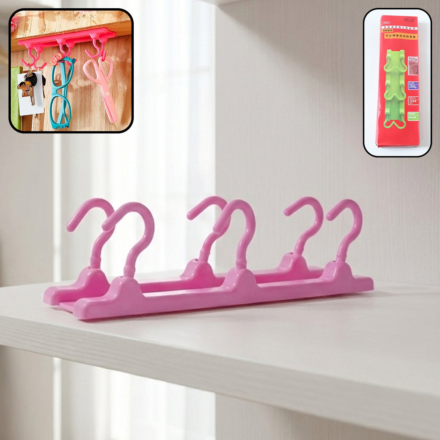 Foldable hanger hook rack in pink