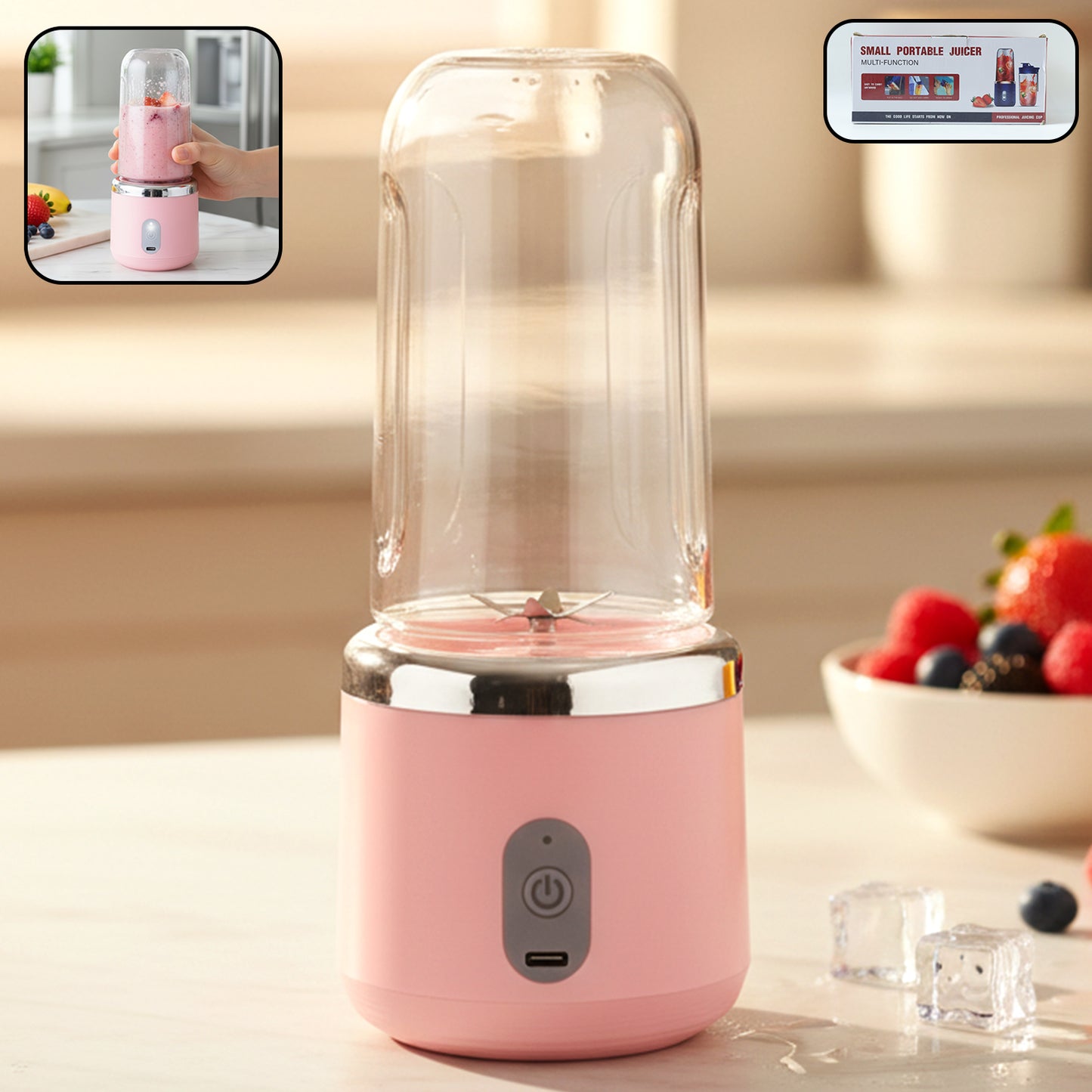 Portable USB rechargeable electric mini juicer blender