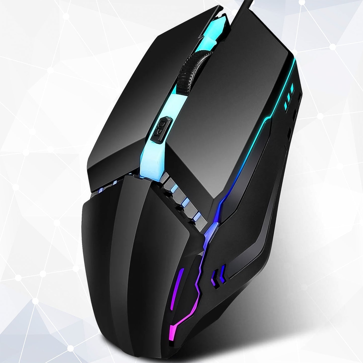Ergonomic USB wired gaming mouse with colorful lighting