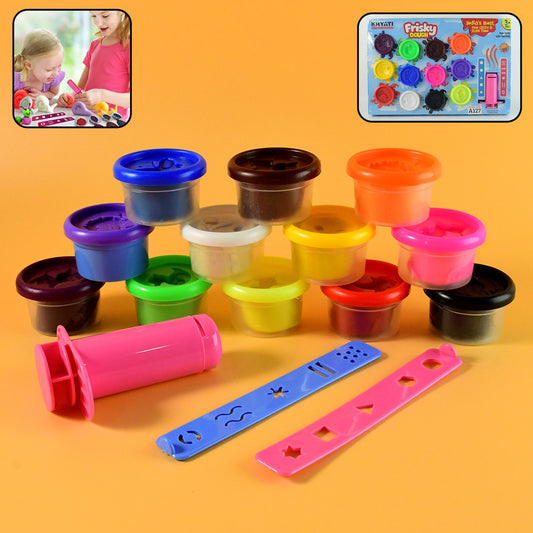 Khyati Frisky Dough Set – 12 Colour Modelling Clay with Extruder & Creative Shape Strips