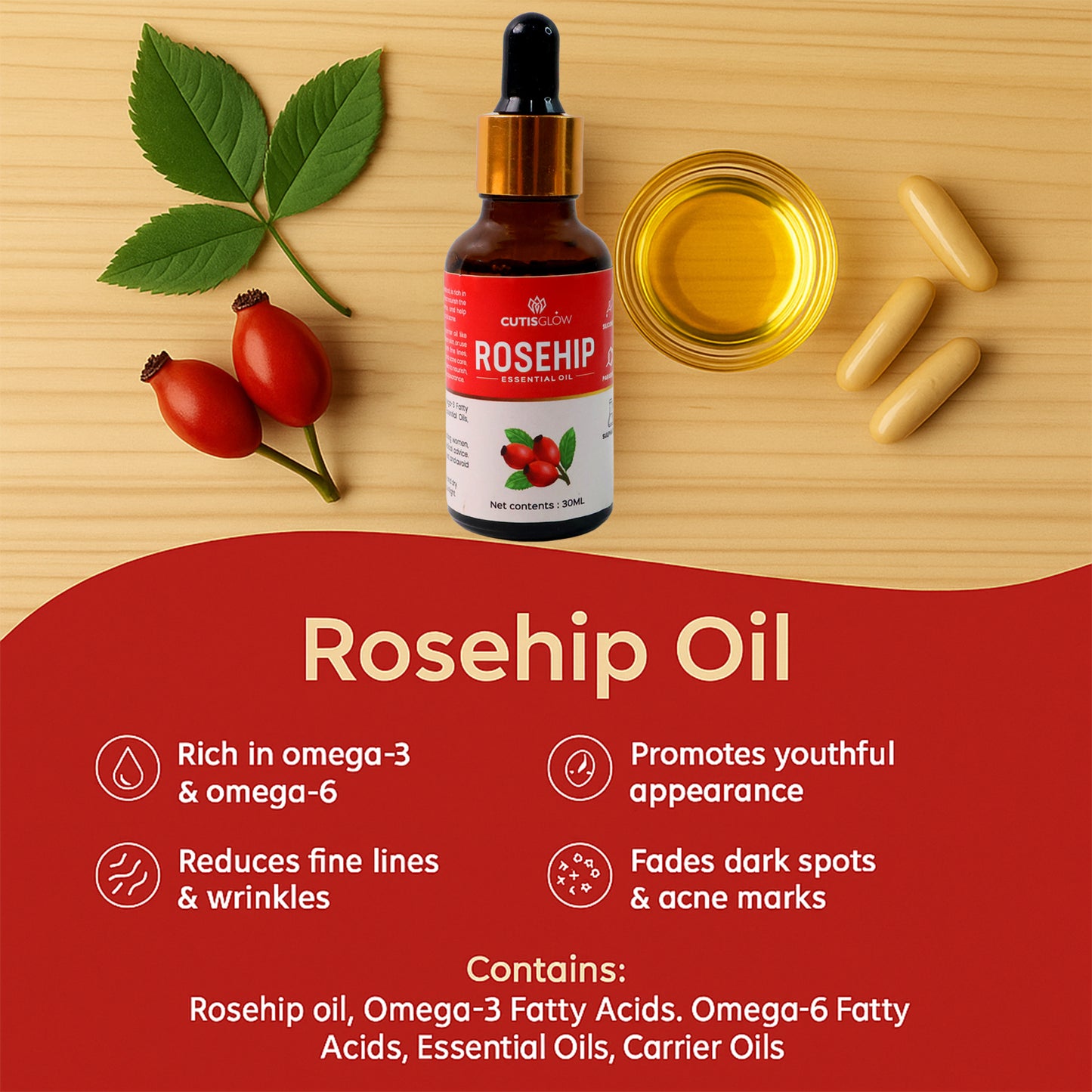 Eyelet Rosehip Essential Pure & Natural Skin Care Oil (30ml)