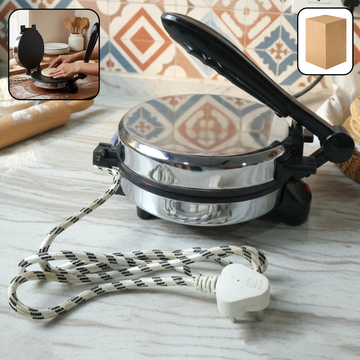 Electric Roti Maker with Stainless Steel Heating Plate (1 Pc)
