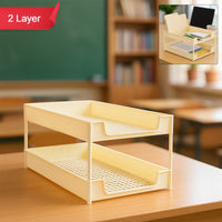 Office Mate 2-Layer Executive Document Tray | Premium Plastic File Organizer for Desk, Office & Home (37.5 cm x 27.5 cm x 16.5 cm)