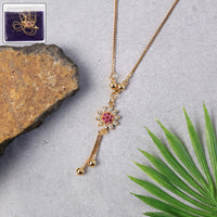 Elegant Floral Drop Pendant Necklace for Women – Gold-Plated with Sparkling Stones