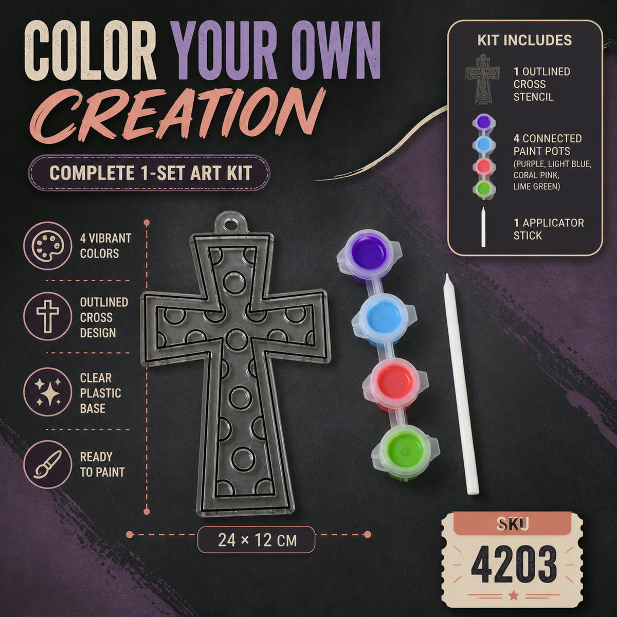 Acrylic Paint by Number Kit for Adults – 4 Colors | Craftily
