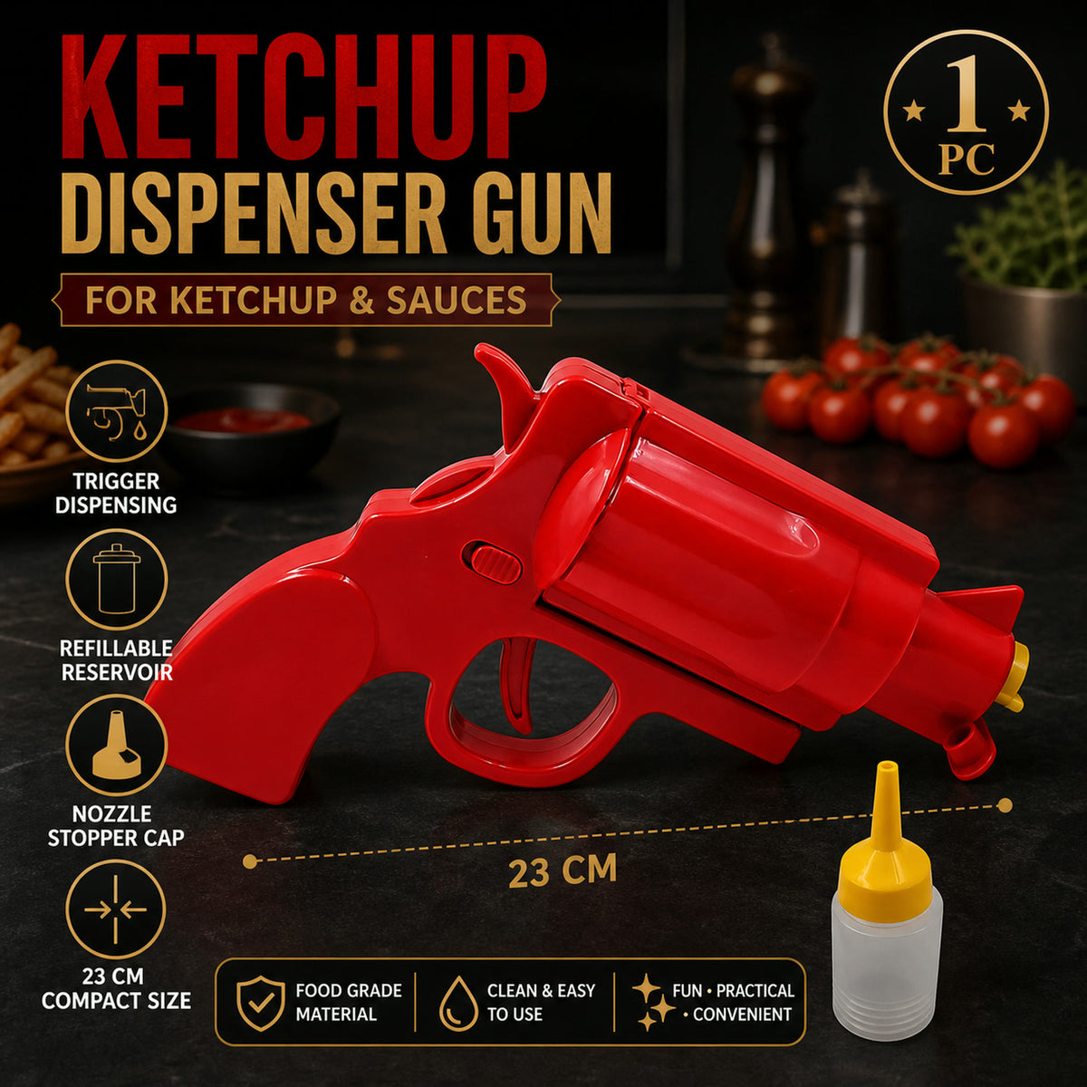 Ketchup Dispenser Gun – Leak-Proof Sauce Spray Bottle