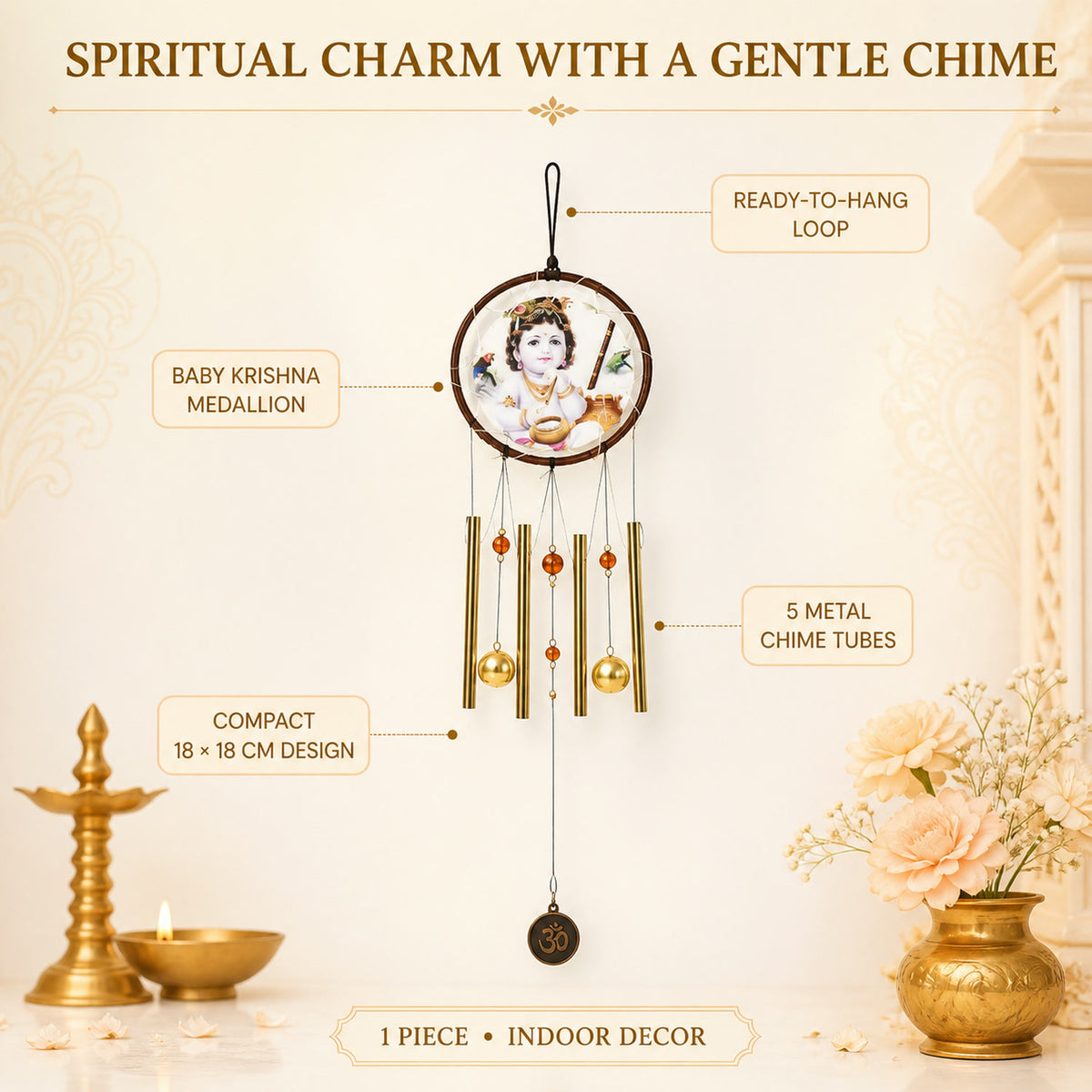 Krishna Dream Catcher Wind Chime – Spiritual Melody Decor