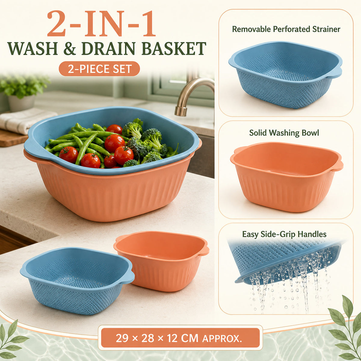 Plastic Washing Bowl – Drainer & Strainer Basket | Vastate