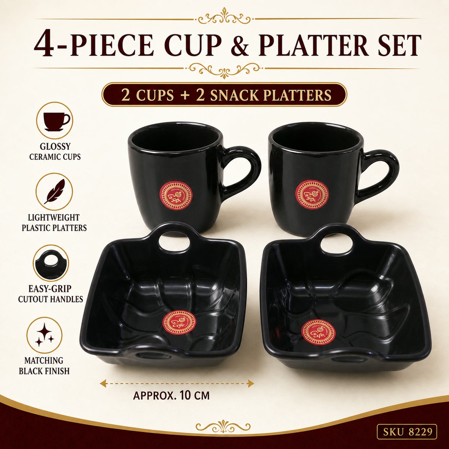 Play Station Ceramic Mug and plastic Bowl Set – 4-Piece | JubileeJoy