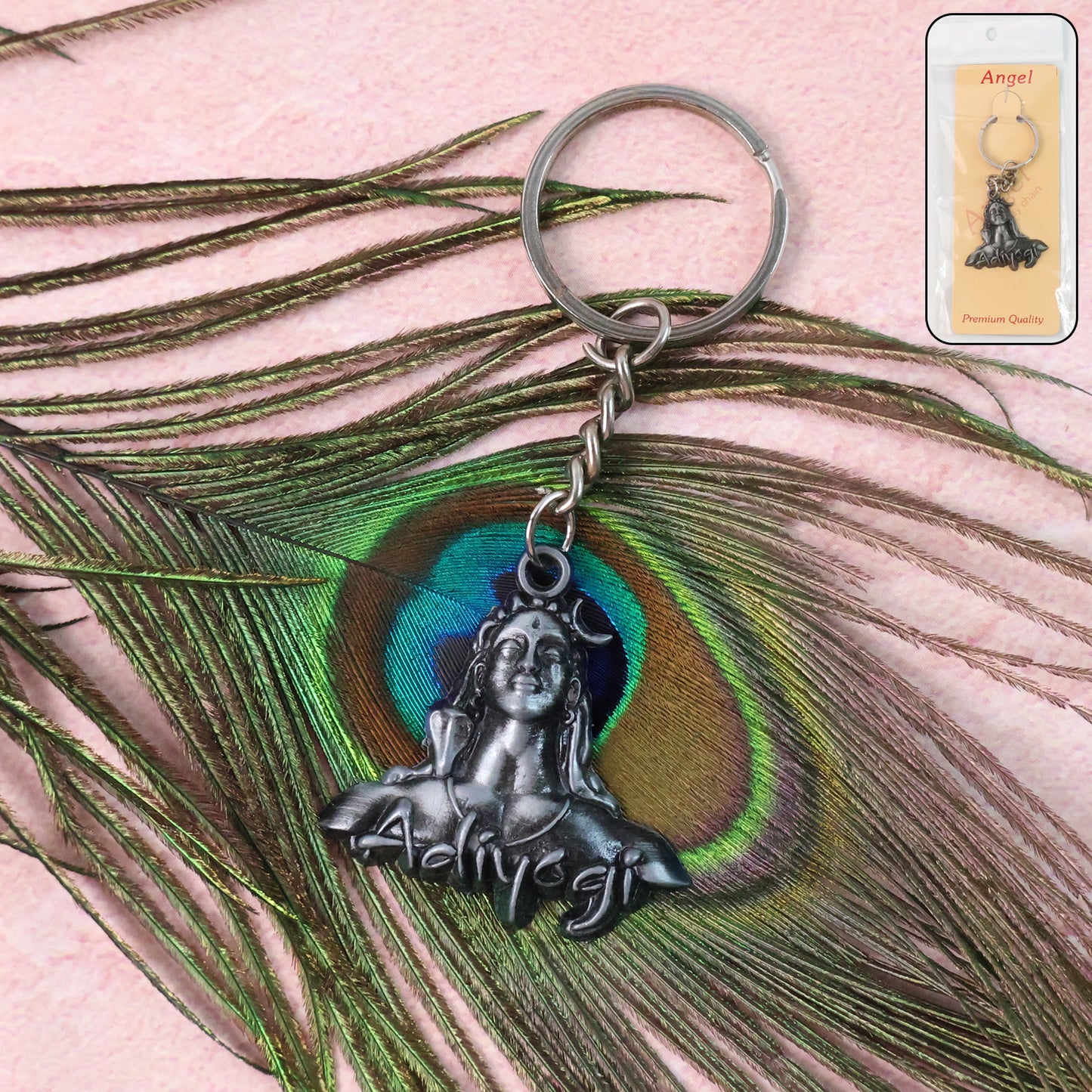 Lord Shiva & Adiyogi Metal Keychain Set (2 Pc Mix Design