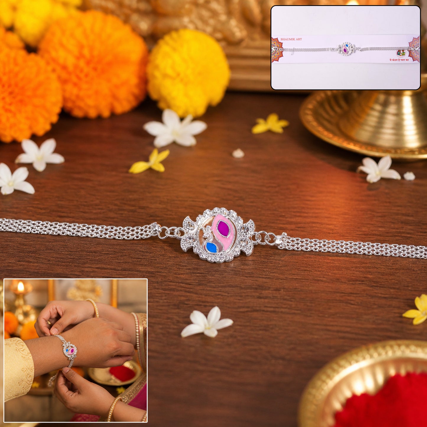Stylish Peacock Design Rakhi Bracelet for Raksha Bandhan (1 Pc)