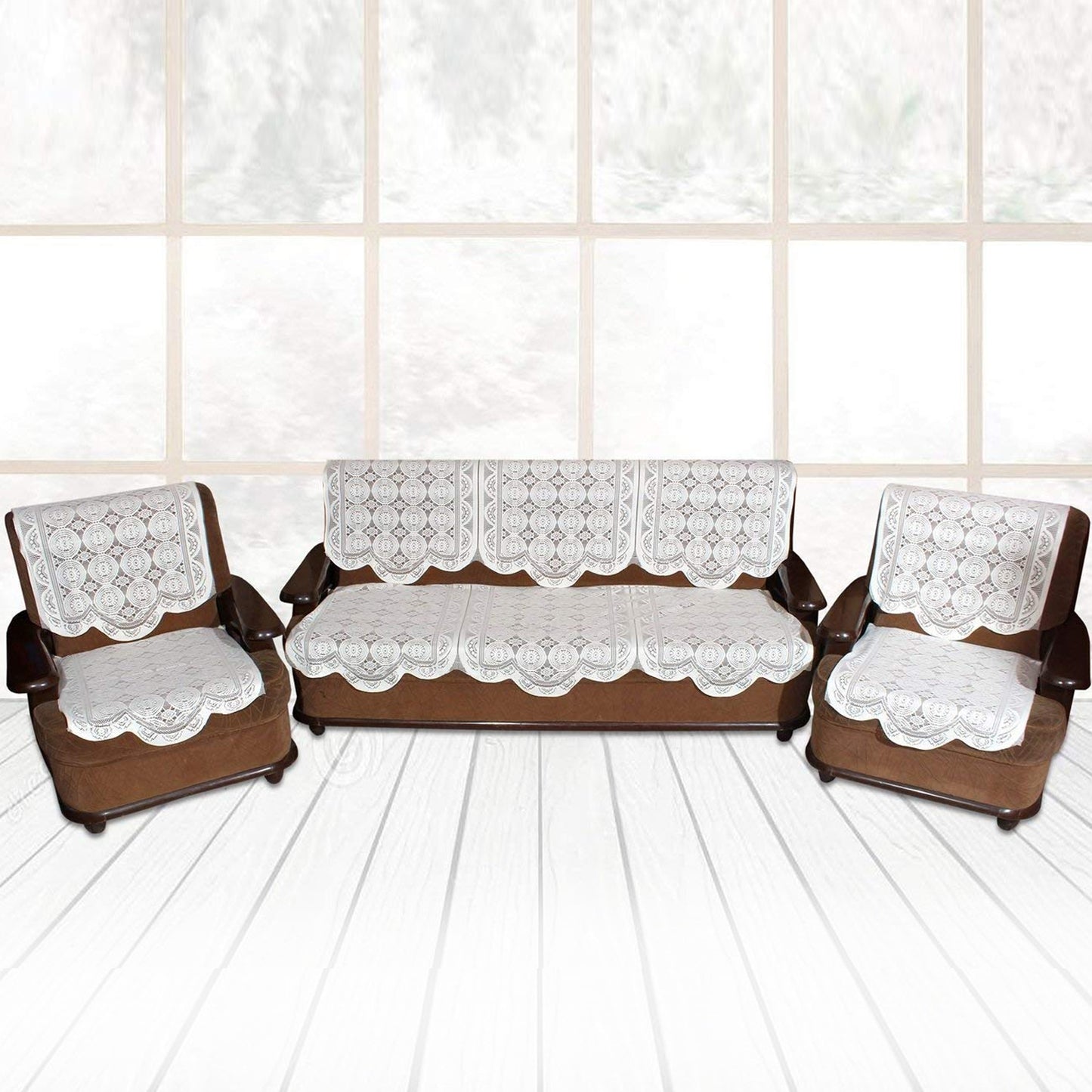 Lace-Design Sofa Runner - (230x28 Inch / Set)