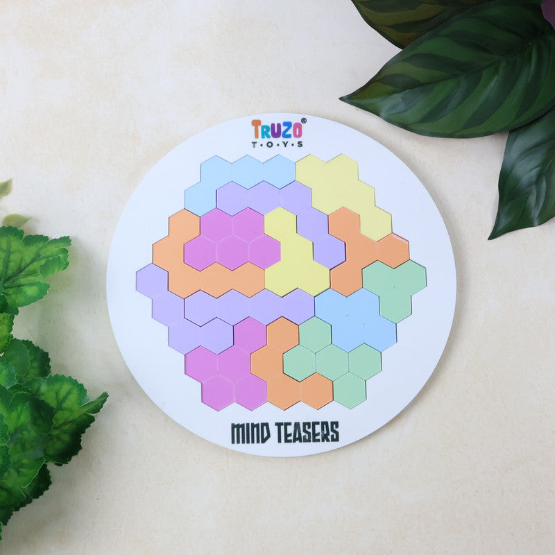 Truzo Mind Teasers Hexagon Puzzle Game – Colorful Educational Brain Teaser Toy for Kids