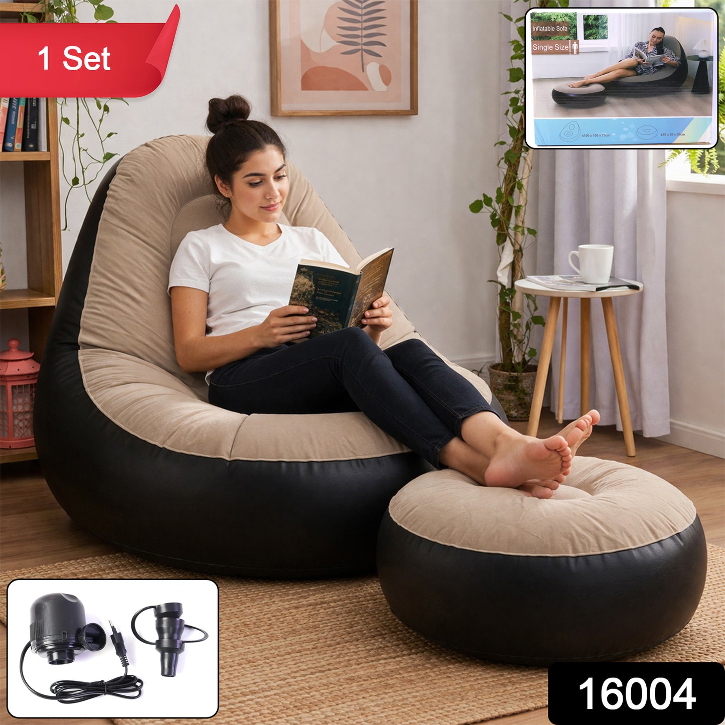 Inflatable air sofa chair side view