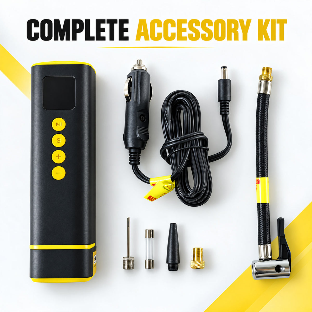 Portable Electric Car Tyre Air Pump with Digital Display and Light (1 Set)