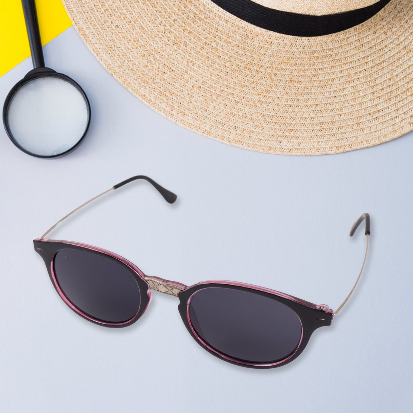 Unisex Blue Round Sunglasses