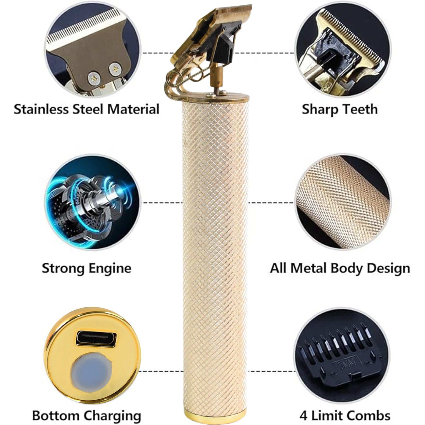 पुरुषों के लिए हेयर ट्रिमर हेयर स्टाइल ट्रिमर, प्रोफेशनल हेयर क्लिपर, इलेक्ट्रिक शेविंग मशीन पुरुषों के लिए ड्राई शेविंग - हेयर शेविंग और ट्रिमिंग दाढ़ी 4 एडजस्टेबल ब्लेड क्लिपर, ऑयल, क्लीनिंग ब्रश के साथ