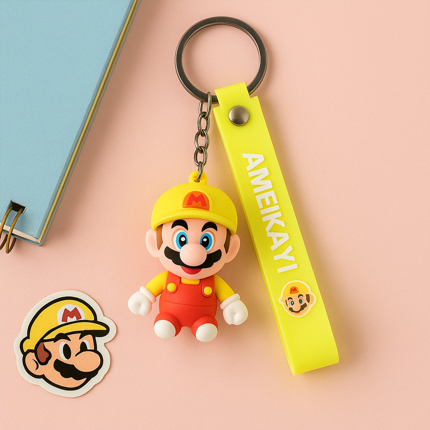 Cute Silicone 3D Key Chain with Metal Hook & Strap (Pack of 1)