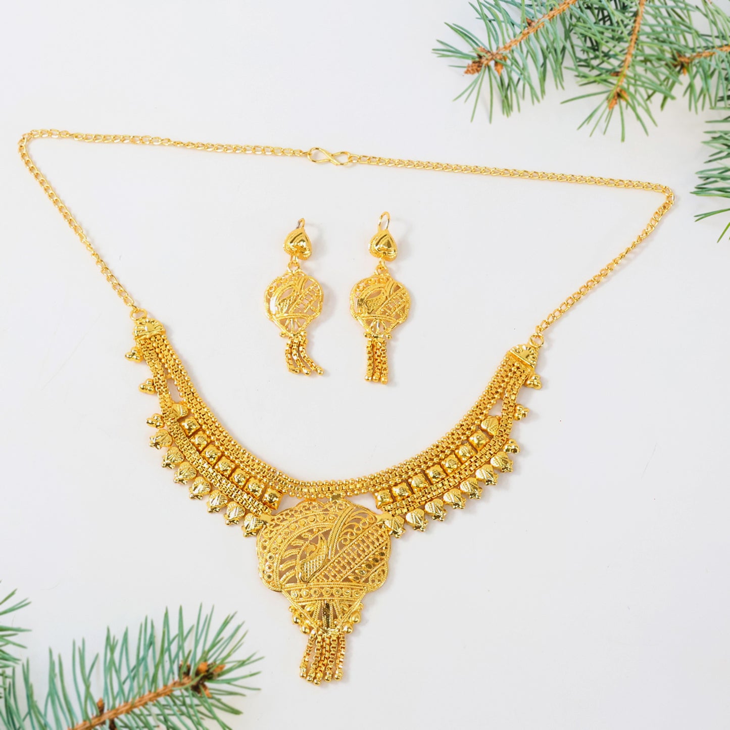 Gorgeous Necklace With Earrings Set Women & Girls (2Pc)