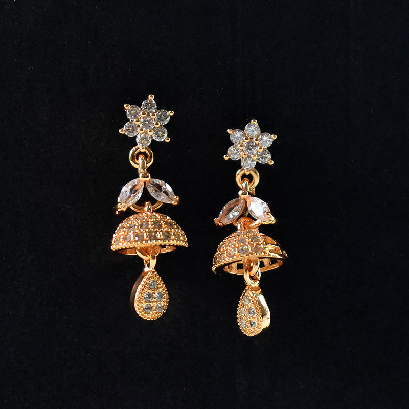 Elegant Floral Drop CZ Stone Earrings for Women