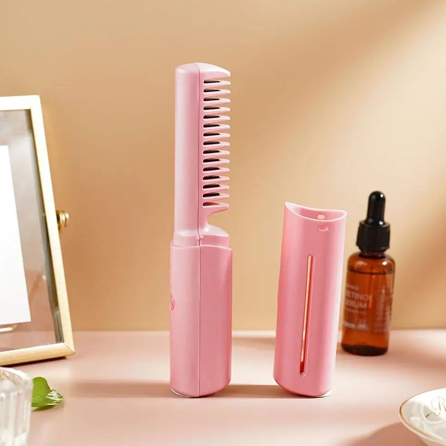 Rechargeable Mini Hair Straightener, Three Temperature Adjustments Flat Iron Comb (1 Pc)