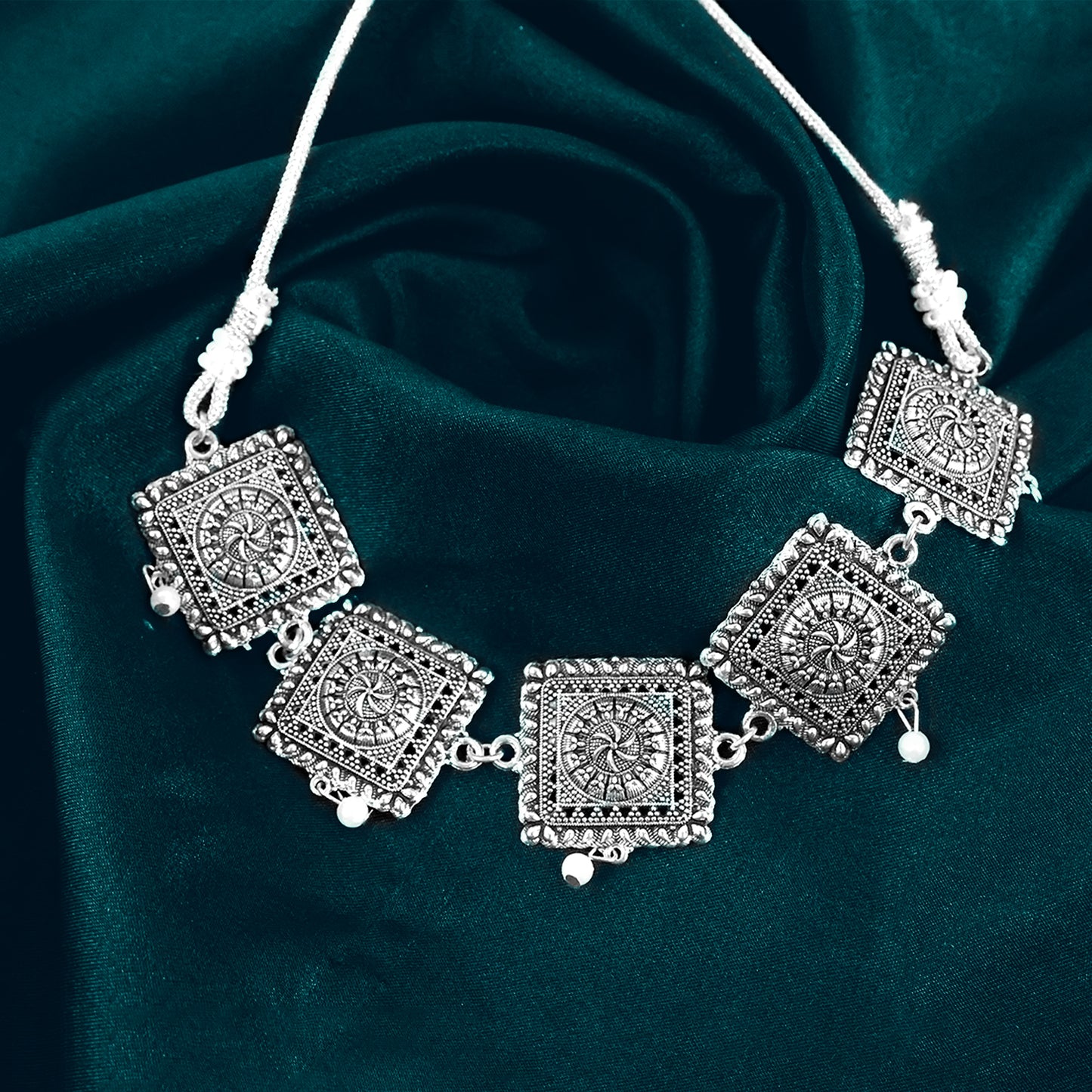 Brass Choker Necklace With Earrings (2Pc)