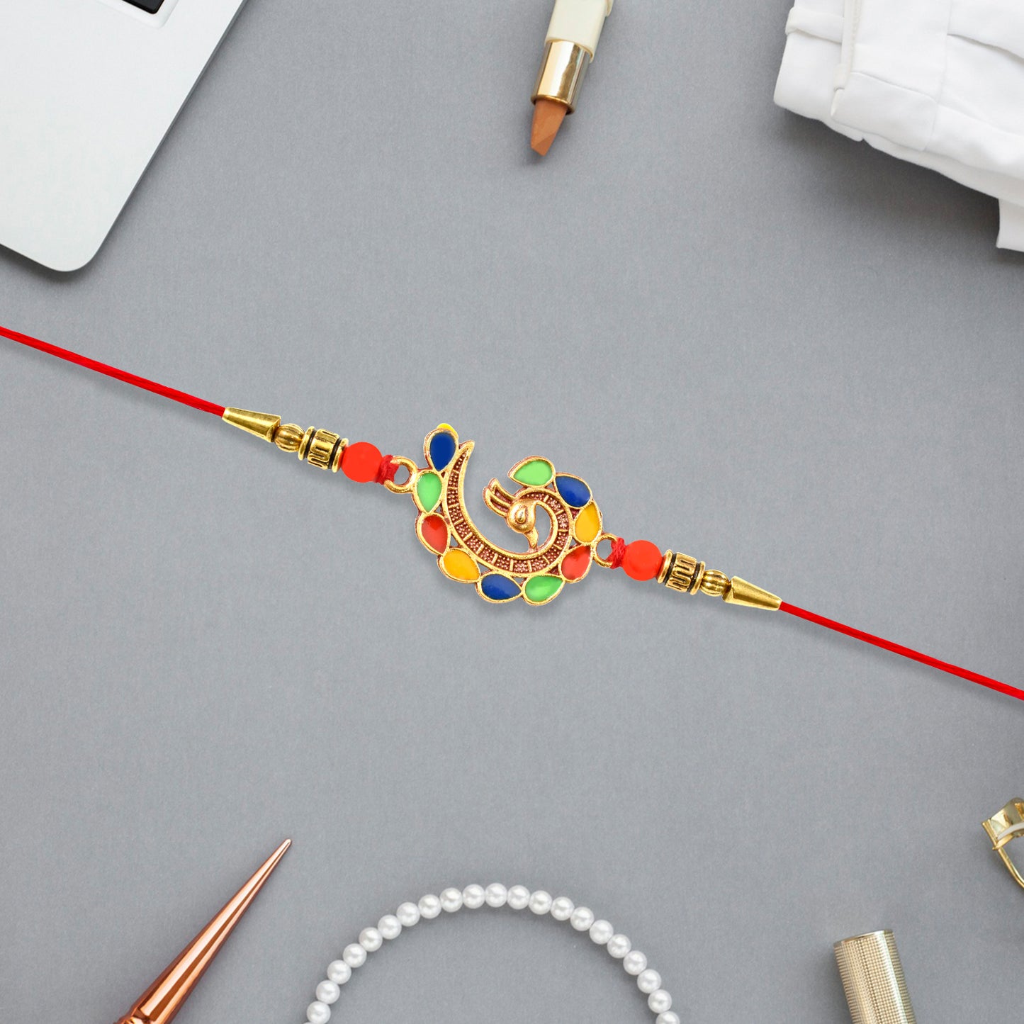 colorful peacock rakhi