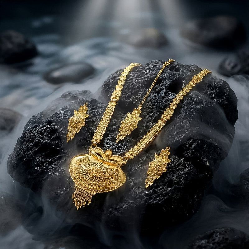 Royal Heritage Gold-Plated Bridal Necklace Set for Weddings