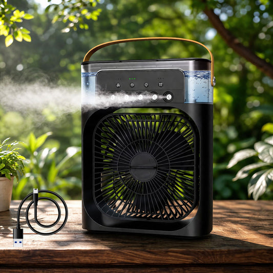 DeoDap Portable Air Cooler Fan with 7-Color Light – Personal AC Fan - main product shot