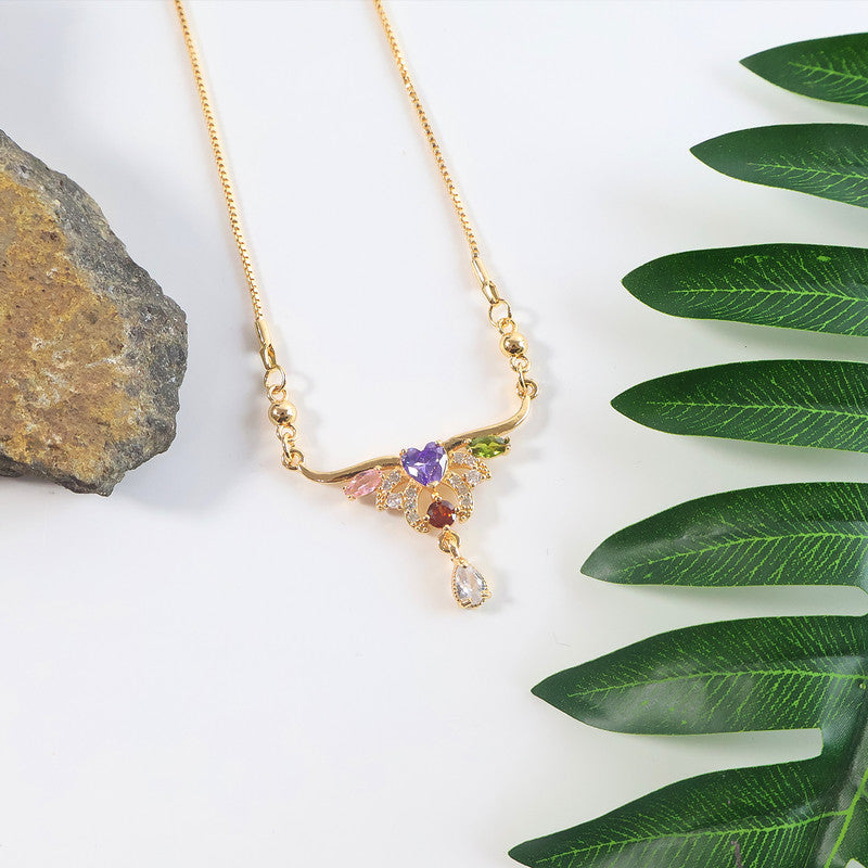 Elegant Multicolor Crystal Flower Pendant Necklace