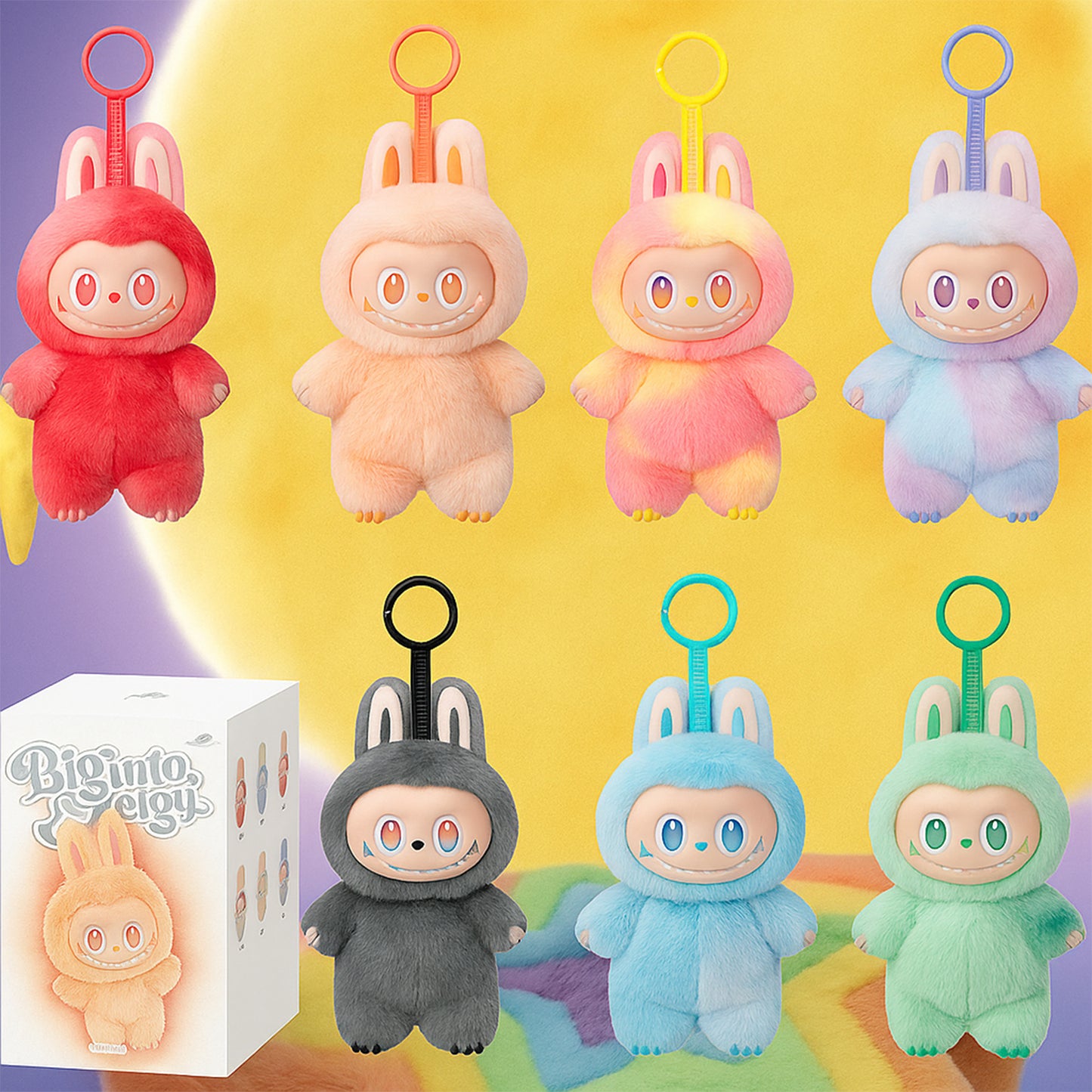 Plush Toy Cartoon Keychain with Hook Assorted Colorful Animal Design Have a Seat Vinyl Plush Blind Box – 1 Pc (Mix Design)