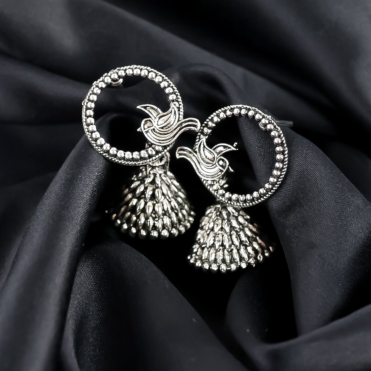 Silver Oxidised Earrings With Different Pattern (3Pc)