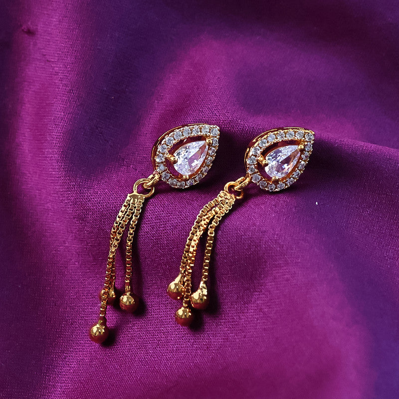 Stylish Teardrop CZ Stone Dangle Earrings for Women