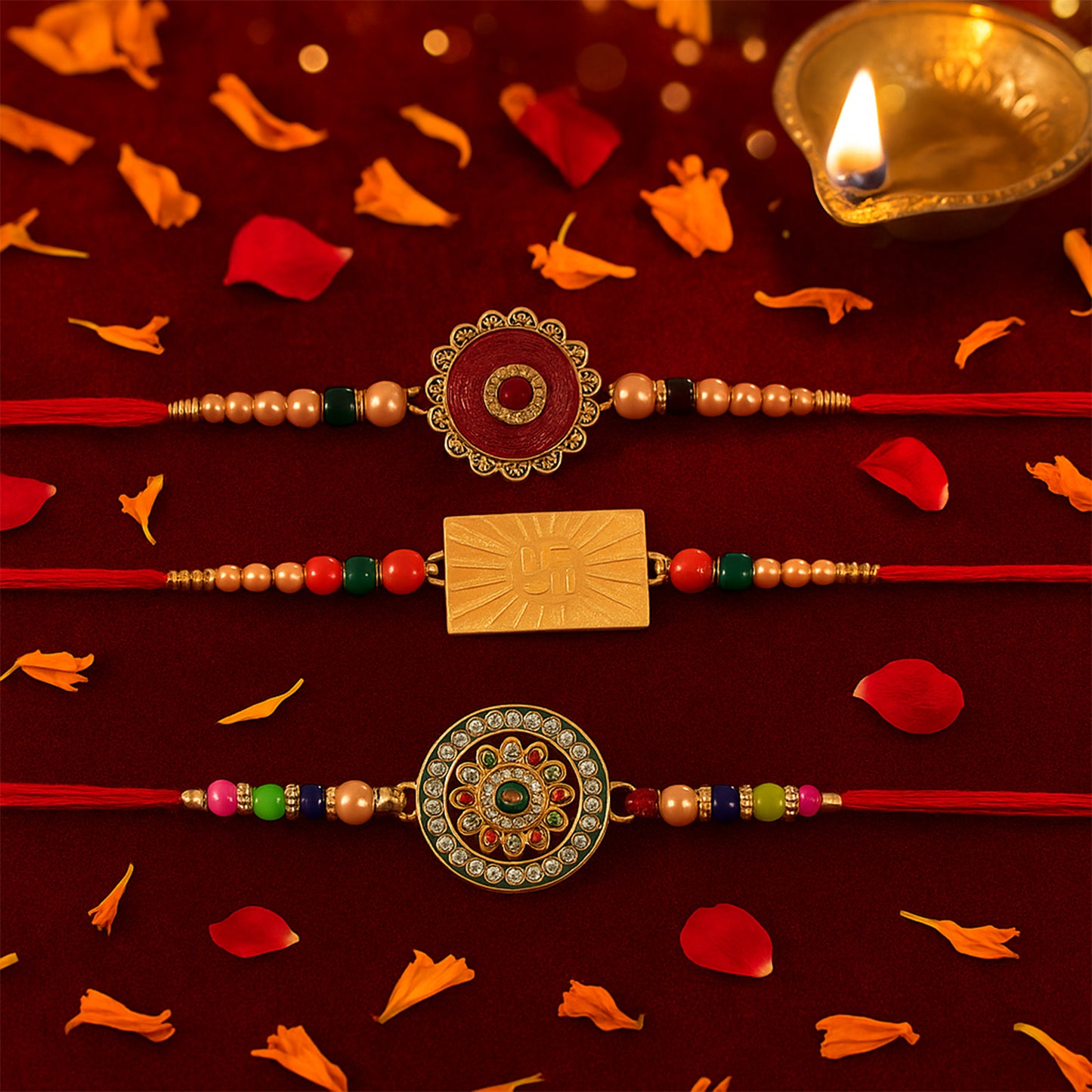 Premium Gold Rakhi Gift Box – Includes Random Rakhi for a Royal Celebration (1pc / Random Rakhi)