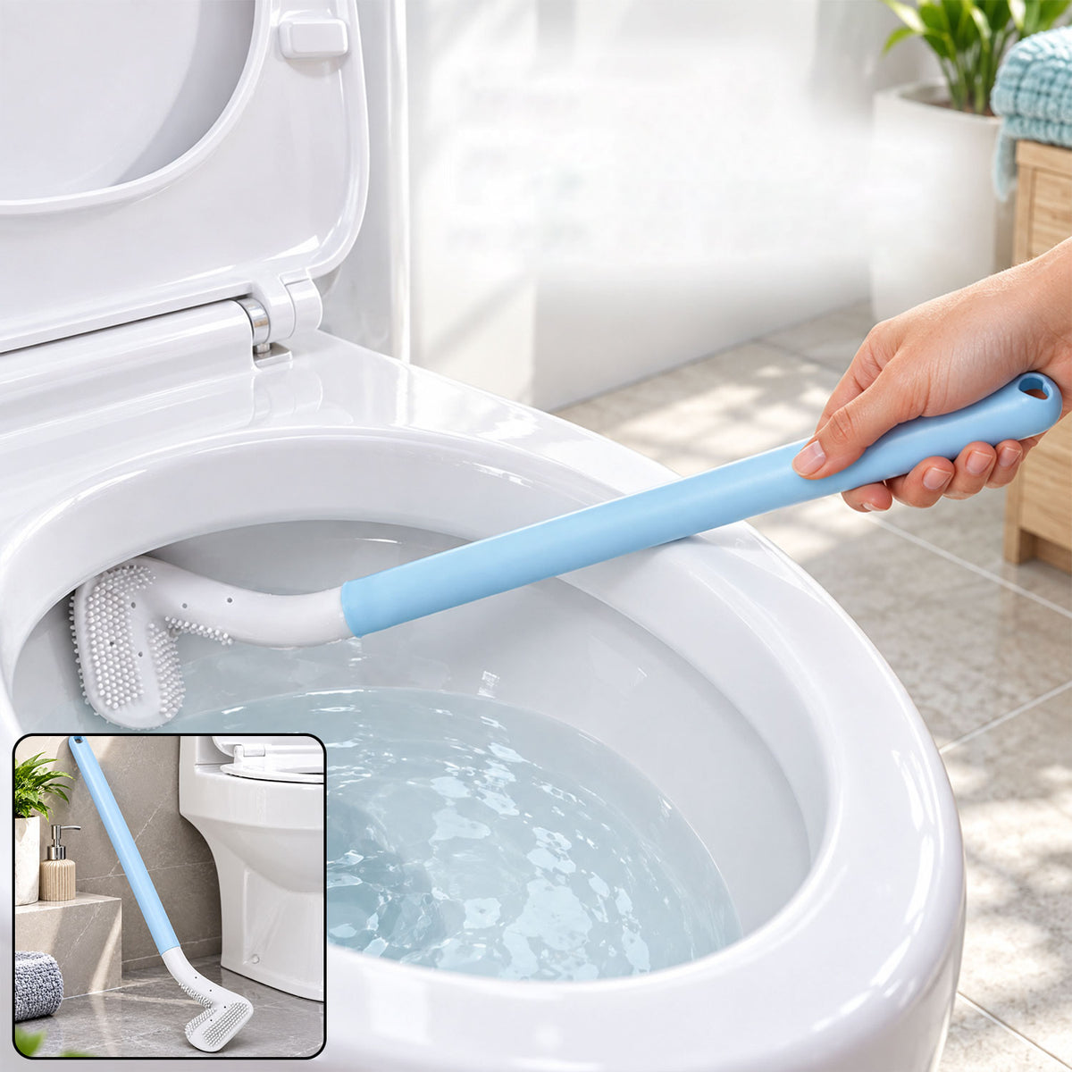 Golf shape toilet cleaner brush for bathroom use.
