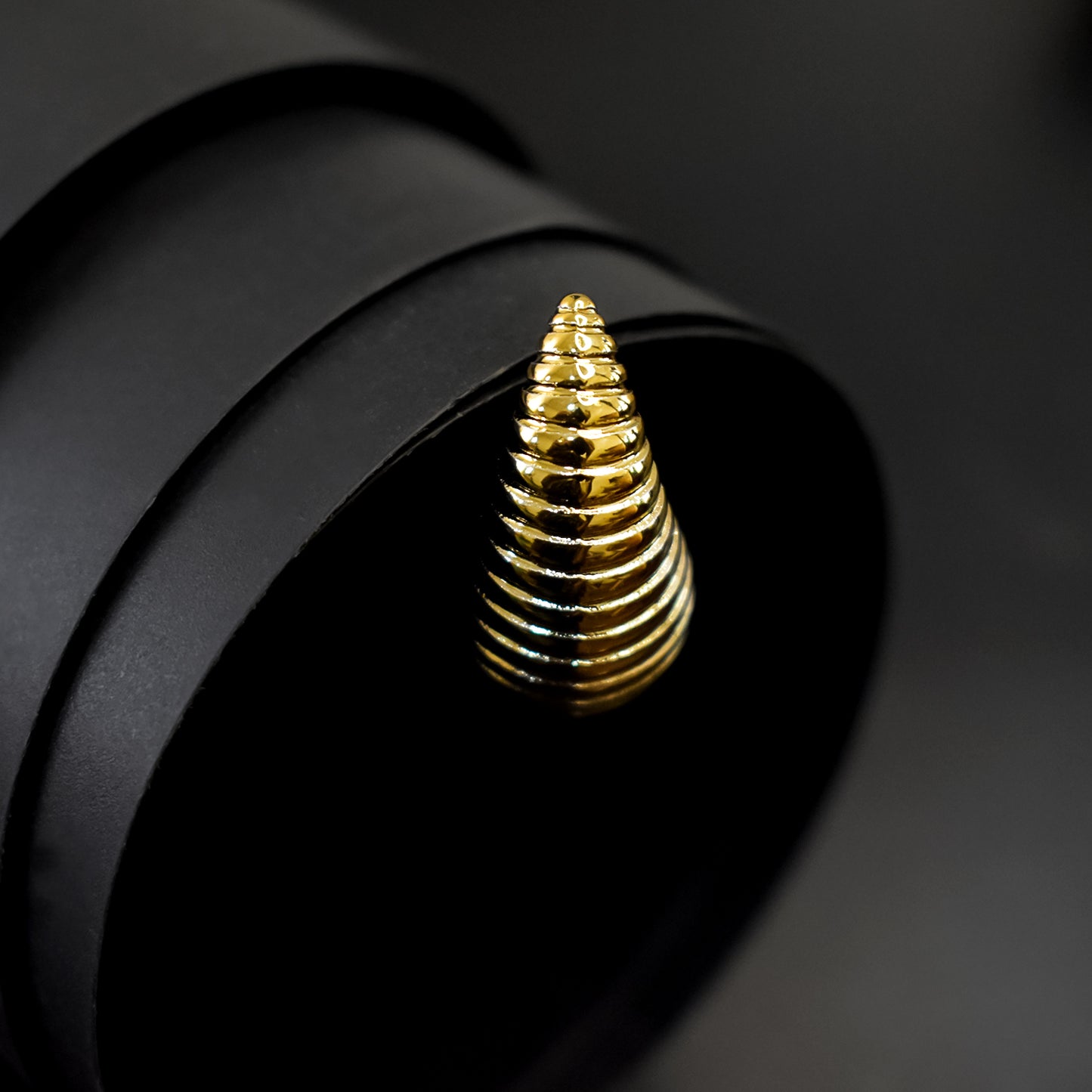 Angled view of the polished Kaju Shape Earrings, reflecting a radiant shine.