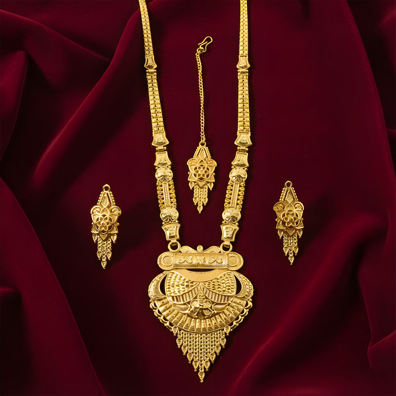 Royal Antique Heritage Necklace Set – Grand Temple-Inspired Pendant for Wedding & Festive Looks